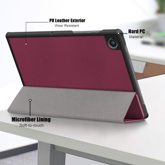 Bild 6,  Samsung Galaxy Tab A8 10.5 (2021) Fodral Premium Tri-Fold Vinröd