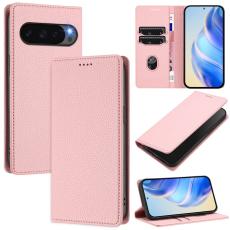  Google Pixel 10/10 Pro / 9/9 Pro Fodral RFID Litchi L&auml;der Rosa