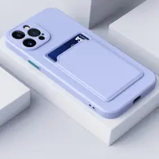  iPhone 14 Skal TPU Med Kortfack Lila