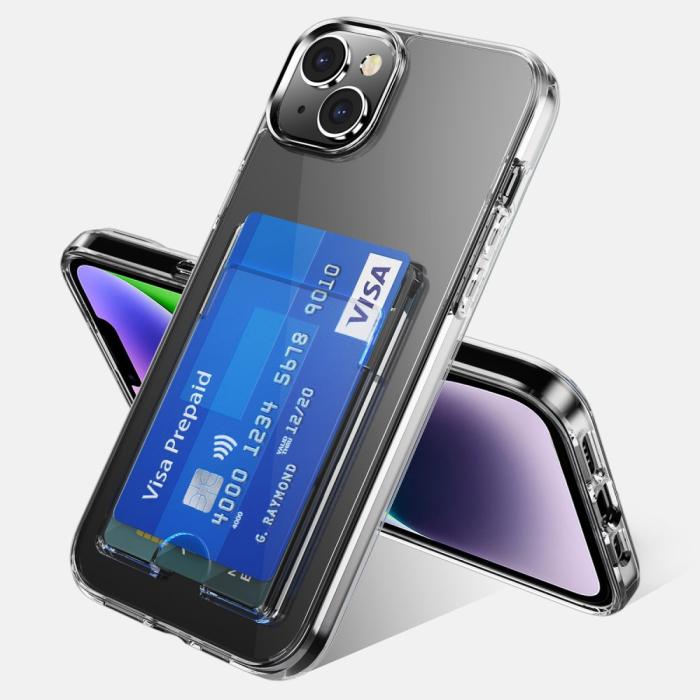 Bild 2,  iPhone 15 Plus Skal Hybrid Med Kortfack Transparent