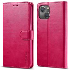 LC.IMEEKE LC.IMEEKE iPhone 15 Plus Fodral L&auml;der Rosa/R&ouml;d