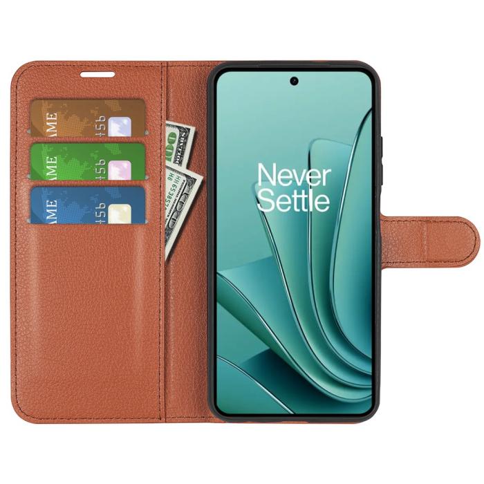 Bild 2,  OnePlus Nord 3 5G Fodral Litchi Textur Brun