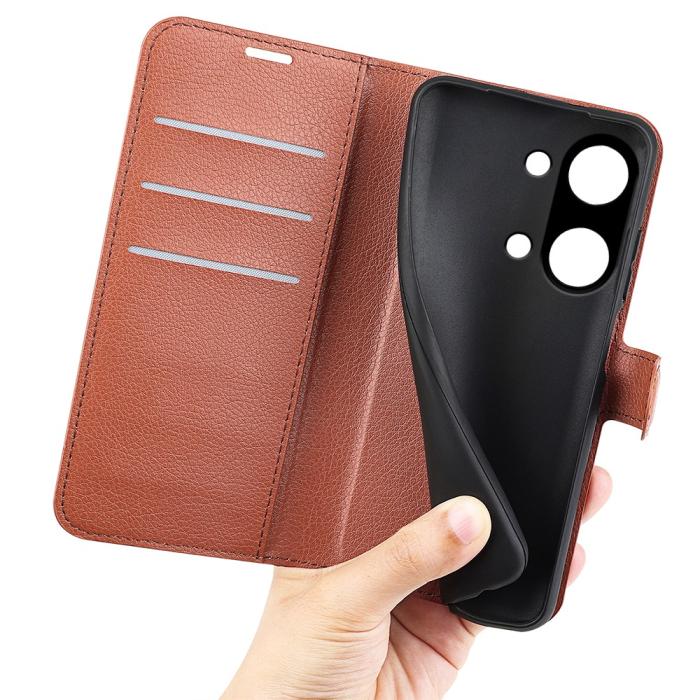 Bild 4,  OnePlus Nord 3 5G Fodral Litchi Textur Brun