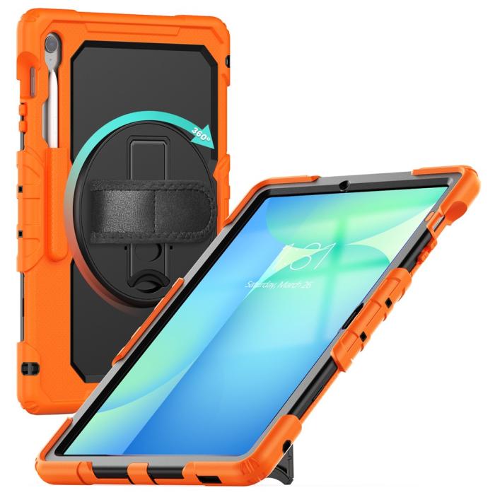 Bild 2,  Galaxy Tab S10 FE Plus Skal 360 Shockproof Hybrid Kickstand Orange