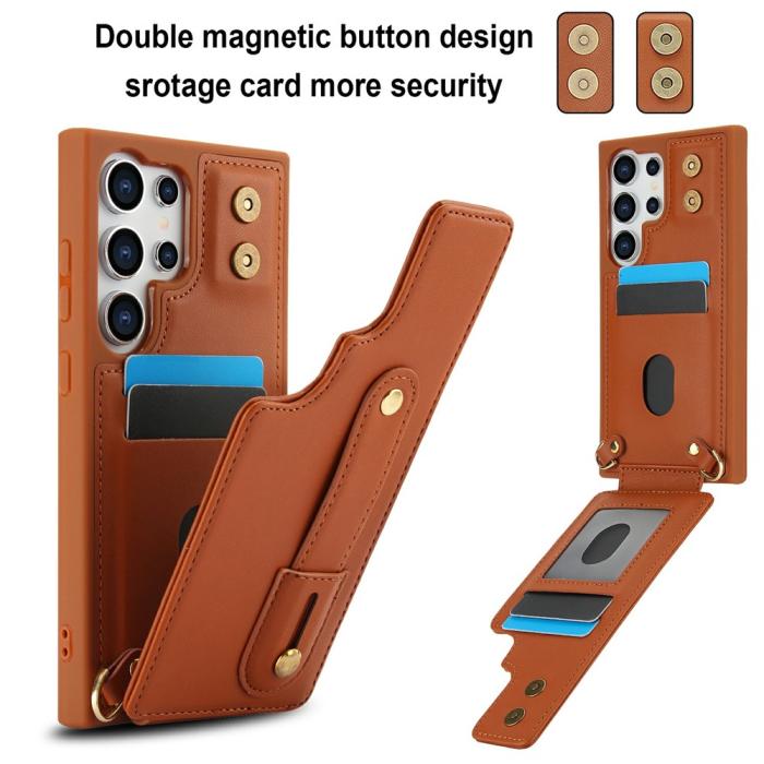 Bild 4,  Samsung Galaxy S26 Ultra Skal Multifunktionellt Läder Brun