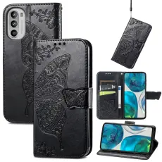  Motorola Moto G52/G82 Fodral Fj&auml;ril Tryck Svart