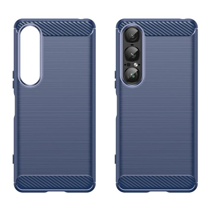 Bild 2,  Sony Xperia 1 VII Skal Borstad Stål Textur Blå