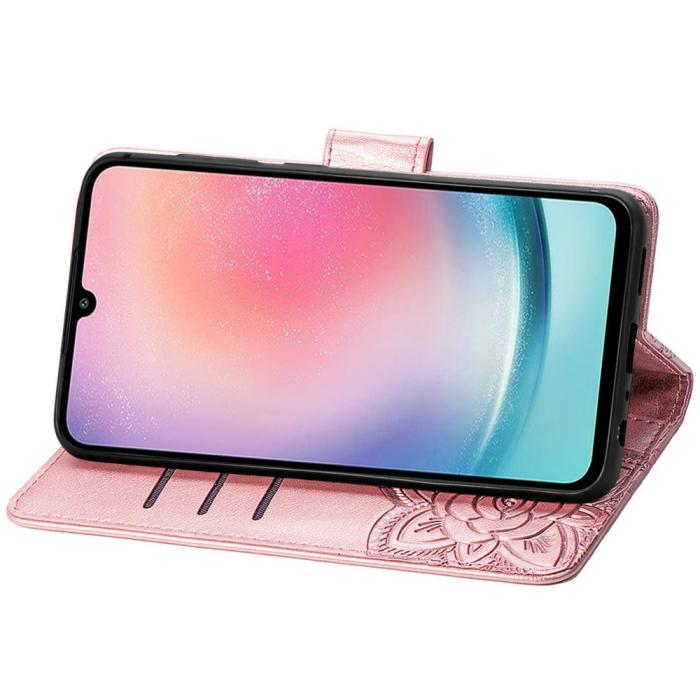 Bild 3,  Samsung Galaxy A25 5G Fodral Läder Big Butterfly Roséguld