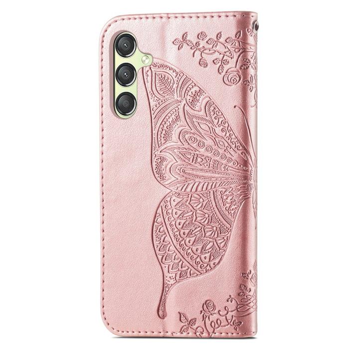 Bild 4,  Samsung Galaxy A25 5G Fodral Läder Big Butterfly Roséguld