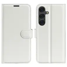  Samsung Galaxy S25 Plus Fodral Litchi L&auml;der Vit