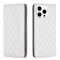 BINFEN BINFEN iPhone 15 Pro Fodral Diamond Flip Läder Vit