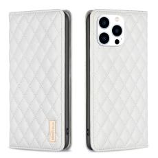 BINFEN BINFEN iPhone 15 Pro Fodral Diamond Flip L&auml;der Vit