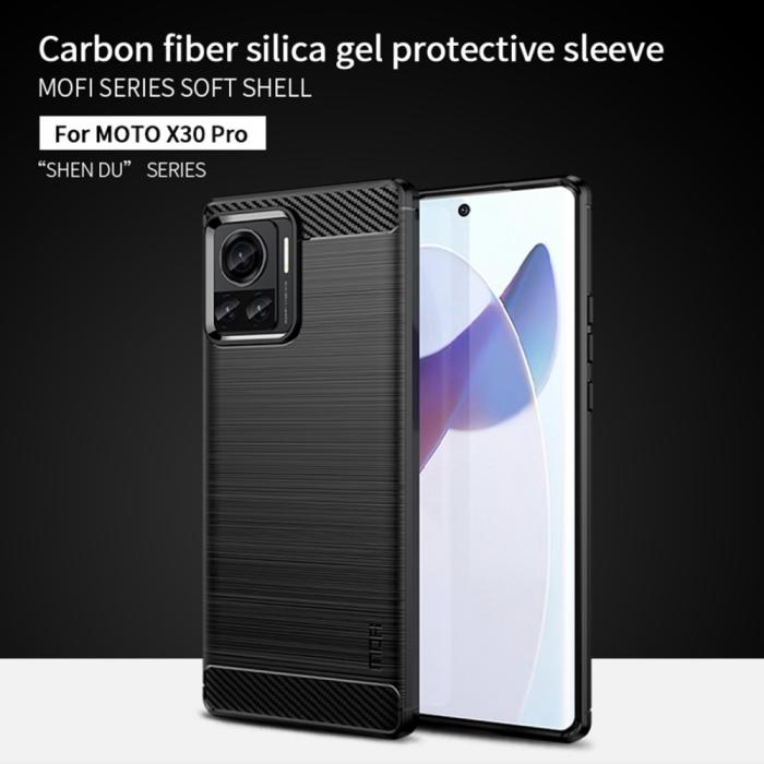 Bild 3, MOFI MOFI Motorola Edge 30 Ultra 5G Skal Borstad Stål Textur Svart