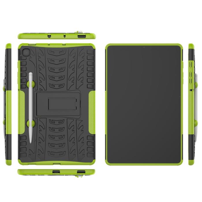 Bild 2,  Samsung Galaxy Tab S6 Lite Skal Rugged Kickstand Armor Grön