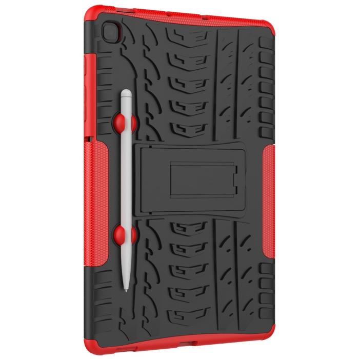 Bild 4,  Samsung Galaxy Tab S6 Lite Skal Rugged Kickstand Armor Röd