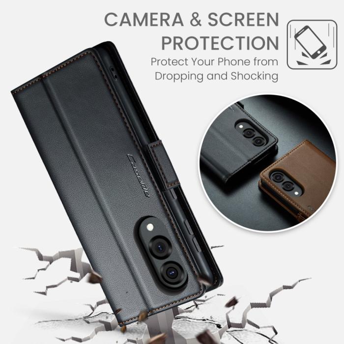 Bild 6, CASEME CASEME Samsung Galaxy S25 Edge Fodral Läder RFID Svart