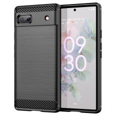  Google Pixel 6A Skal Borstad St&aring;l Textur Svart