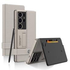 GKK GKK Galaxy S25 Ultra Fodral Kickstand L&auml;der Titanium Grey