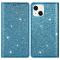  iPhone 15 Fodral Flip Glitter Blå