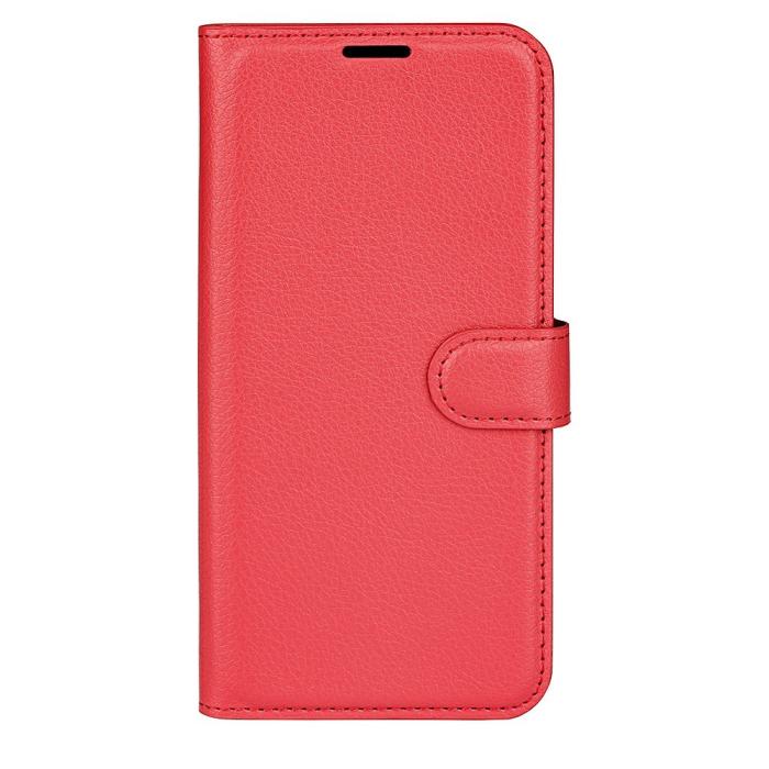 Bild 5,  iPhone 17e / 16e Fodral Litchi Läder Röd
