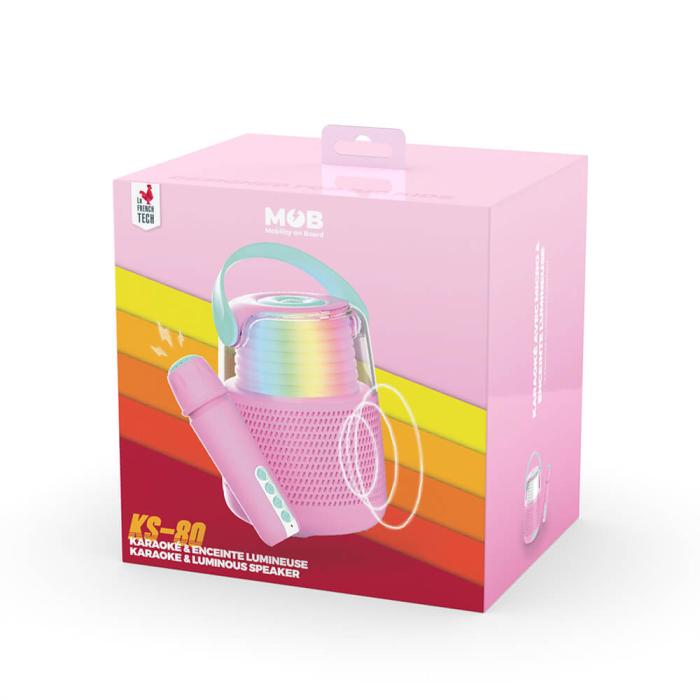 Bild 2, Mobility On Board MOB Högtalare Karaoke Kit Mic LED Rosa