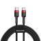 BASEUS BASEUS 60W 2m Type-C PD Flätad Nylon Kabel - Svart/Röd