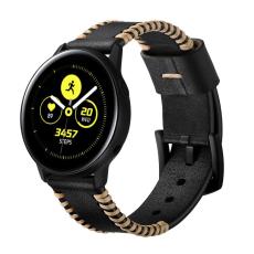  &Auml;kta L&auml;der Armband V&auml;vd F&ouml;r Smartwatch - Svart (20 mm)