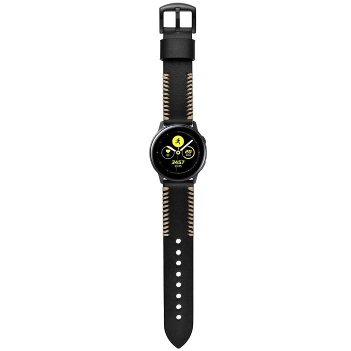 Bild 5,  Äkta Läder Armband Vävd För Smartwatch - Svart (20 mm)