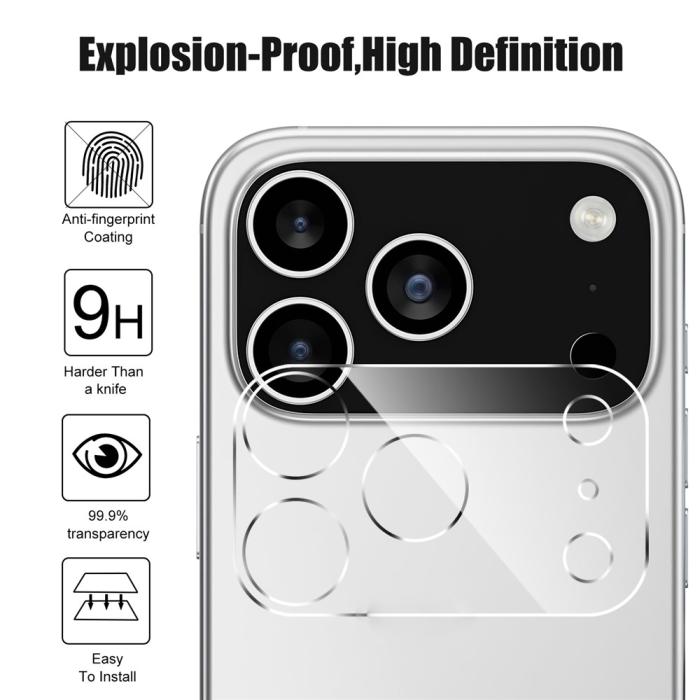 Bild 4,  iPhone 17 Pro Linsskydd Härdat Glas Transparent