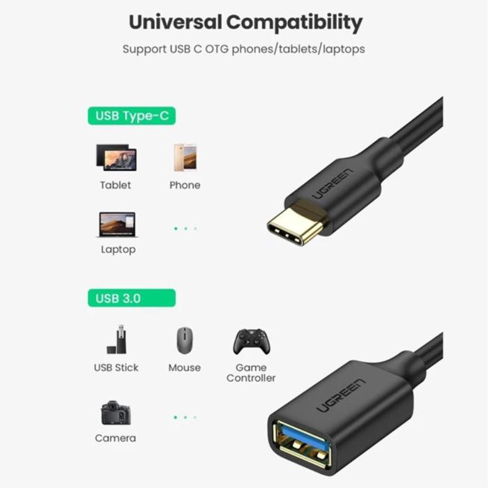 Bild 2, UGREEN UGREEN USB-C Hane - USB-A 3.0 Hona Adapter Svart
