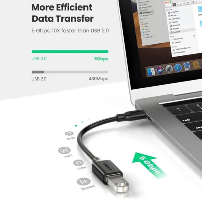 Bild 4, UGREEN UGREEN USB-C Hane - USB-A 3.0 Hona Adapter Svart
