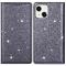  iPhone 15 Fodral Flip Glitter Grå