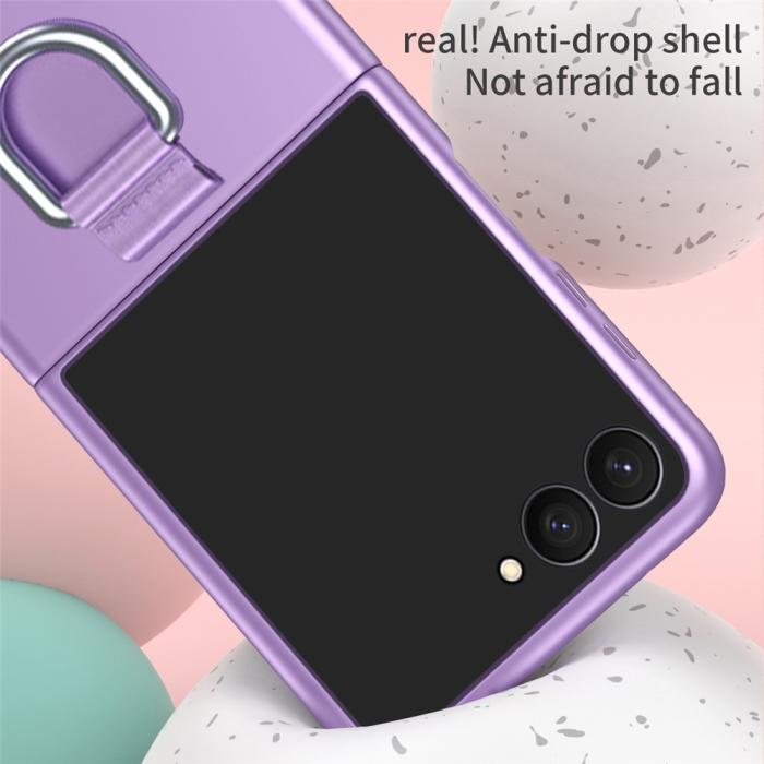 Bild 6,  Samsung Galaxy Z Flip 8 Skal med Ringhållare Gummerad PC Rosa