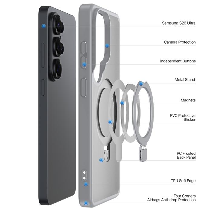 Bild 4, DUX DUCIS DUX DUCIS Galaxy S26 Ultra Skal MagSafe Kickstand Yind Series