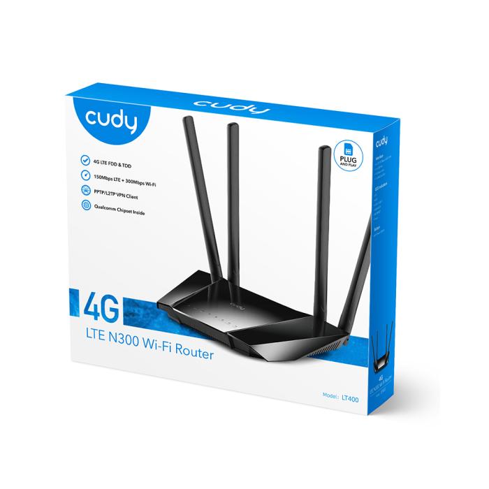 Bild 2, Cudy Cudy 4G Router LT400 Cat4 N300 Svart