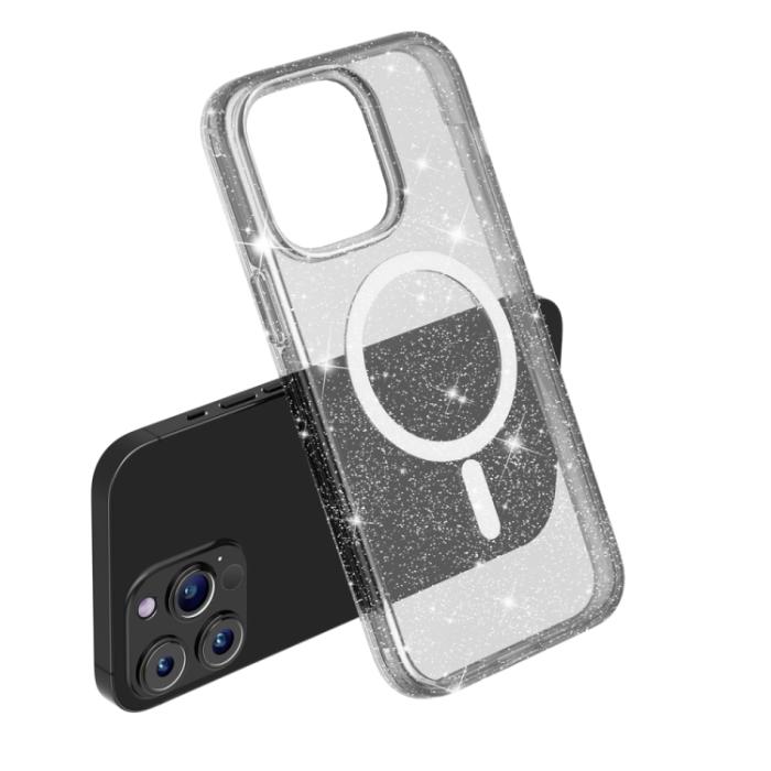 Bild 6,  iPhone 15 Pro Skal MagSafe Glitter Hybrid Svart
