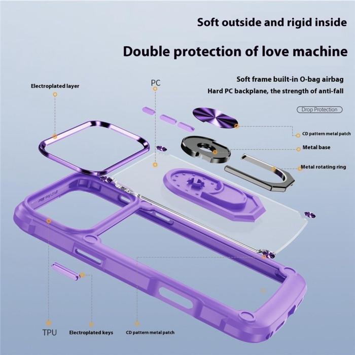 Bild 4,  iPhone 17 Pro Skal Shockproof Ring Hybrid Svart