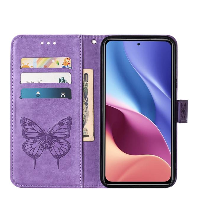 Bild 4,  Xiaomi Mi 11i - Butterfly Läder Fodral - Ljus Lila
