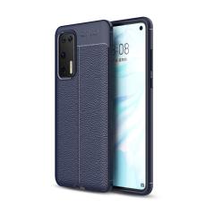  Huawei P40 - Litchi Textur Skal - M&ouml;rk Bl&aring;