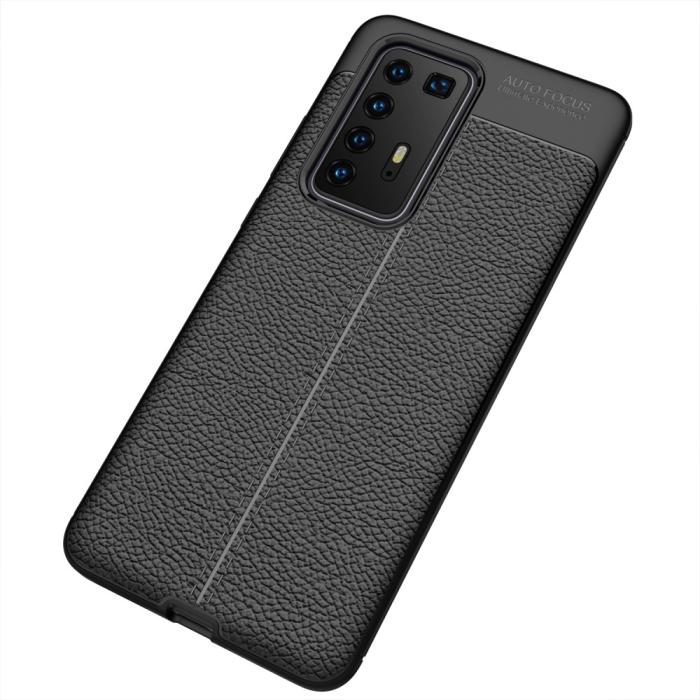 Bild 2,  Huawei P40 Pro - Litchi Textur Skal - Svart