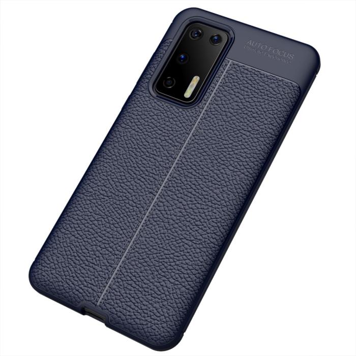 Bild 2,  Huawei P40 - Litchi Textur Skal - Mörk Blå