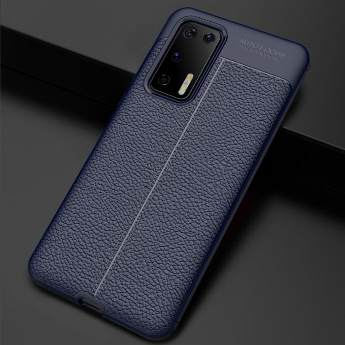 Bild 3,  Huawei P40 - Litchi Textur Skal - Mörk Blå
