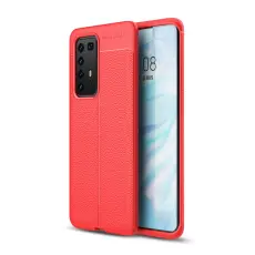  Huawei P40 Pro - Litchi Textur Skal - R&ouml;d