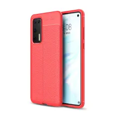  Huawei P40 - Litchi Textur Skal - R&ouml;d