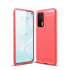  Huawei P40 - Brushed Textur Skal - R&ouml;d