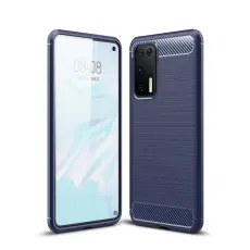 Huawei P40 - Brushed Textur Skal - M&ouml;rk Bl&aring;