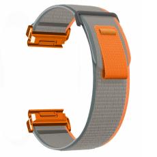  Klockarmband 26 mm Nylon Loop Gr&aring;/Orange