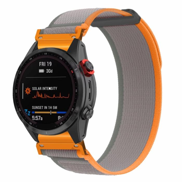 Bild 2,  Klockarmband 26 mm Nylon Loop Grå/Orange