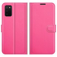  Samsung Galaxy A03s Fodral Litchi L&auml;der Rosa