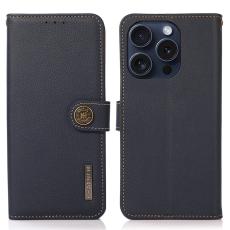 KHAZNEH KHAZNEH iPhone 16 Pro Fodral &Auml;kta L&auml;der M&ouml;rk Bl&aring;